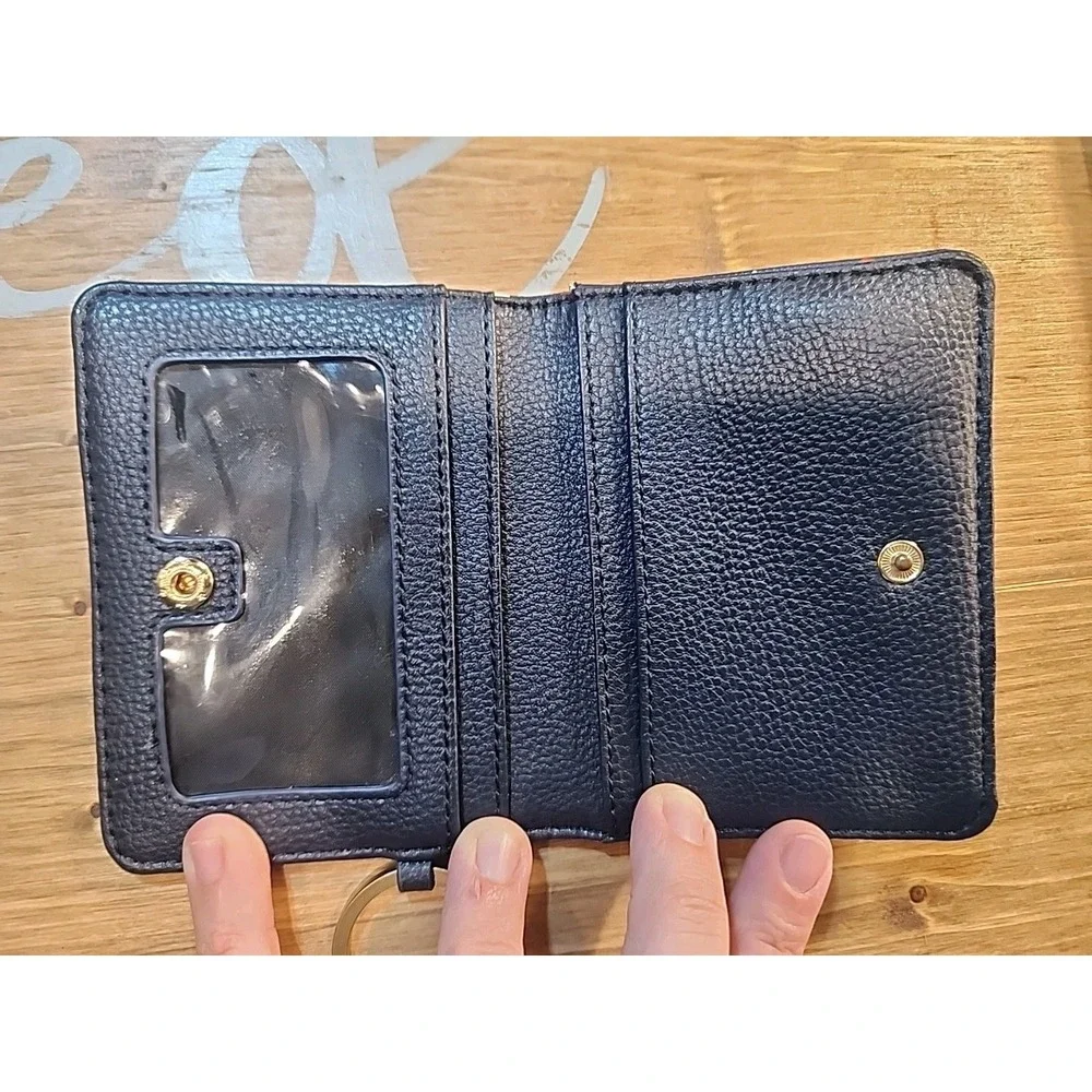 TOMMY HILFIGER LEATHER WALLET W/keychain Red White & Bluw‎